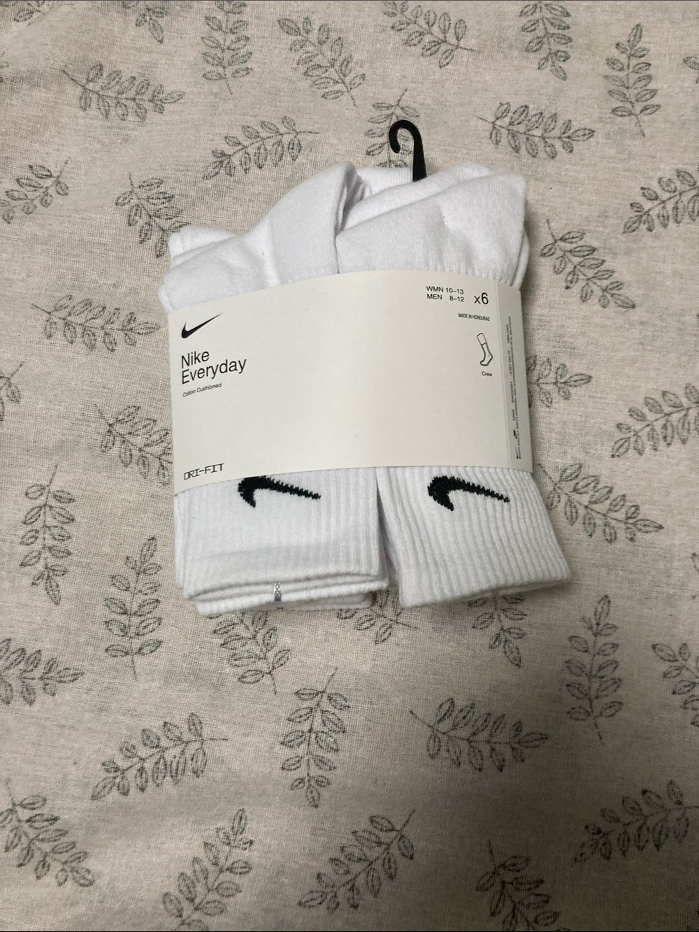Nike White Crew Socks with Black Swoosh (6-Pack)